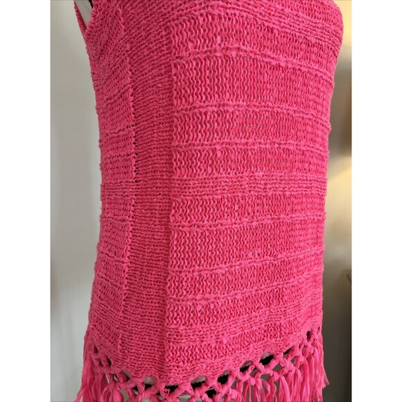 Lilly Pulitzer Sleeveless Sweater Hot Pink With Fringe Size Small - Picture 3 of 9